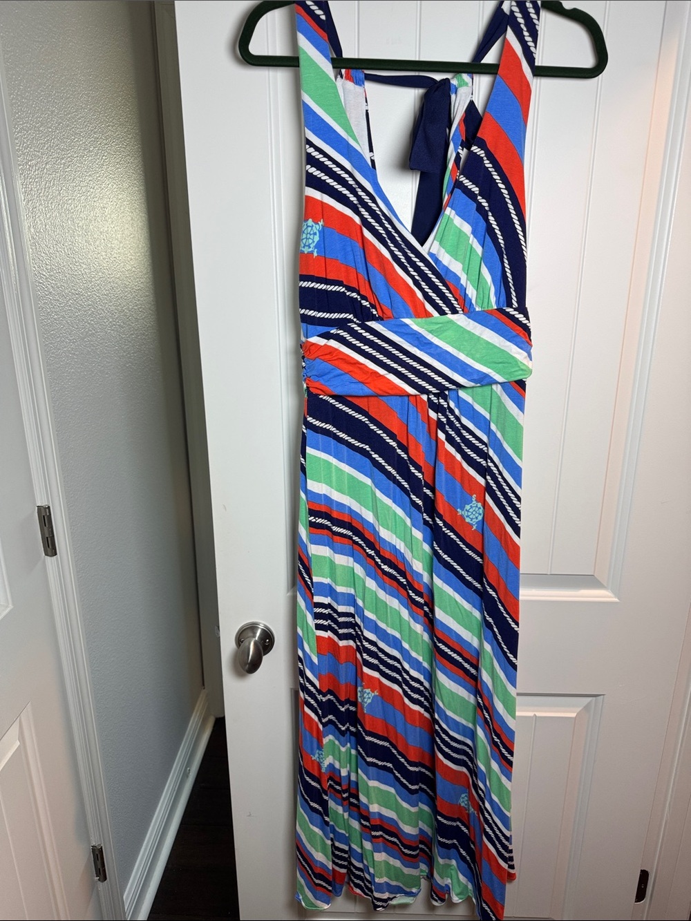 Lilly Pulitzer Striped Maxi Dress in Navy, Red, Green & White